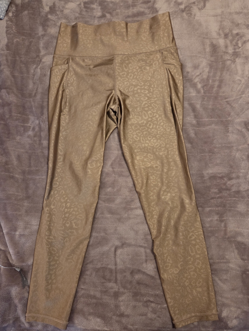 Athleta High-Waist Metallic Gold Leopard-Print Leggings